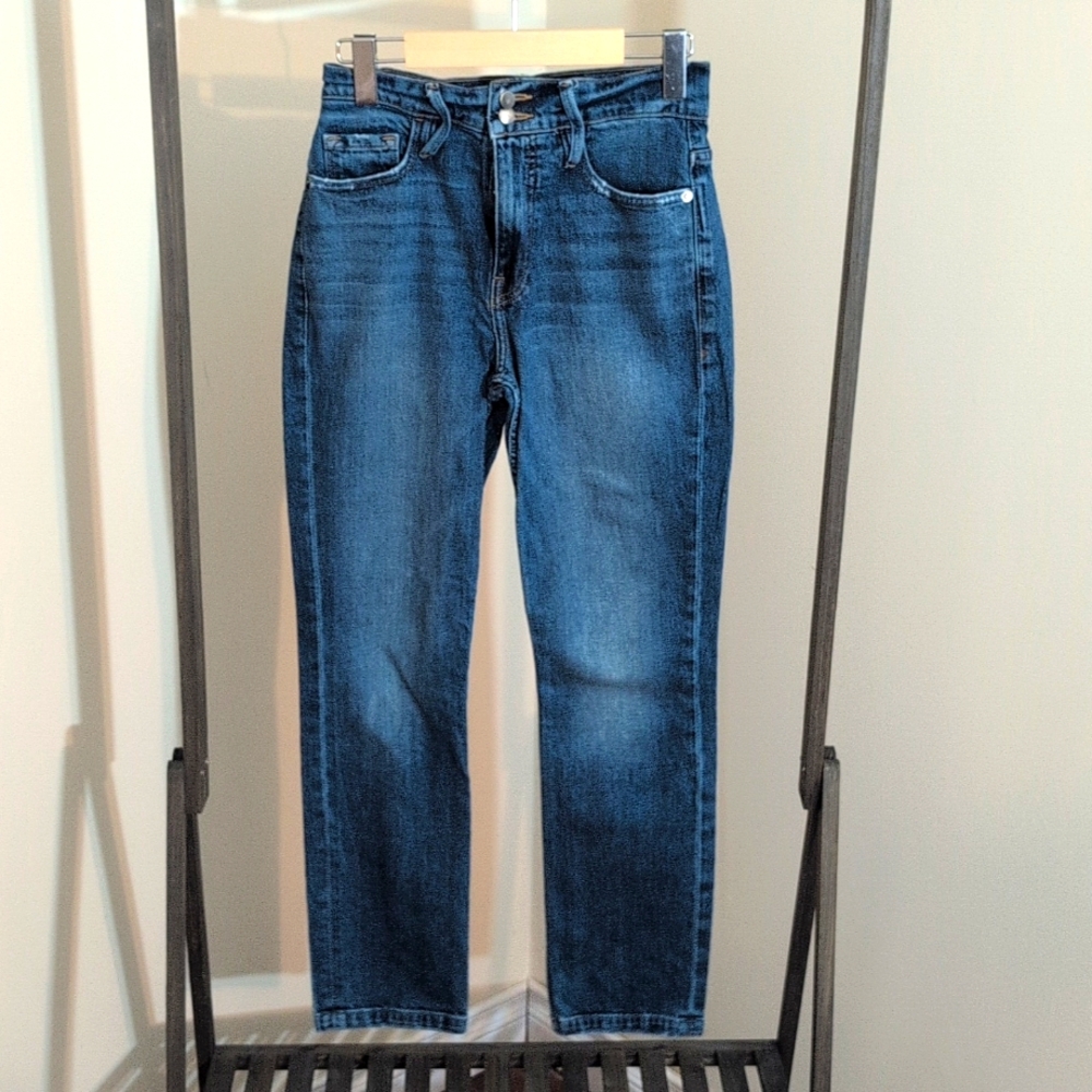 Frame| Blue Denim Slender Straight Jeans With Pockets Cotton Blend